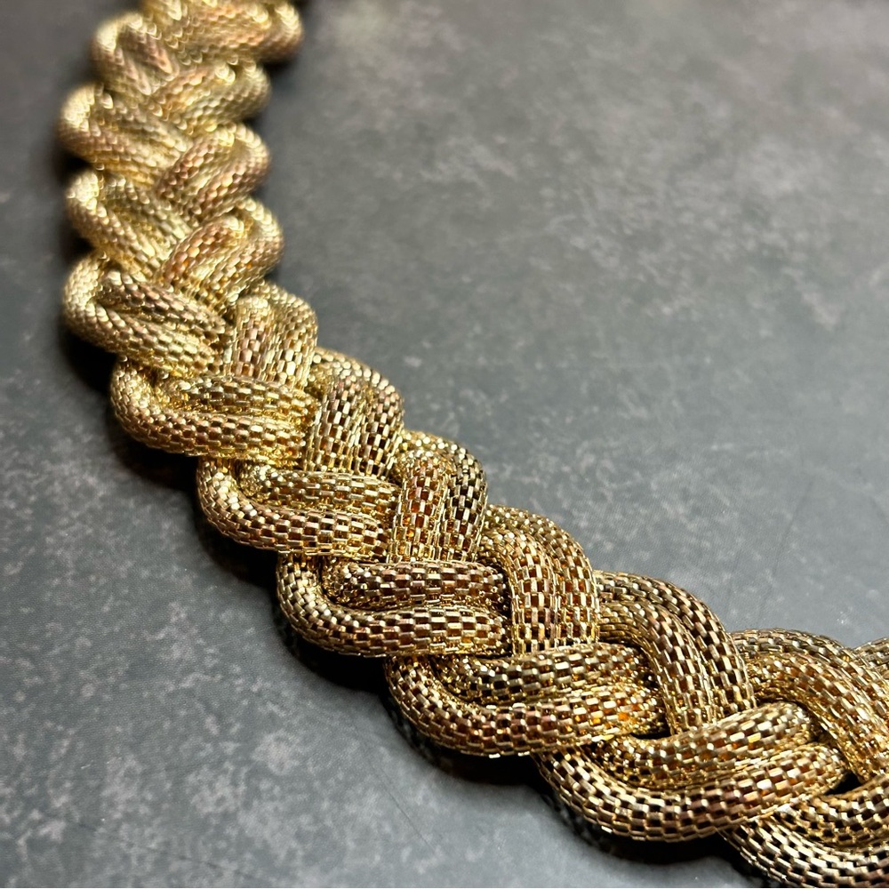 Talbots Chunky Gold Braided Statement Necklace - image 2